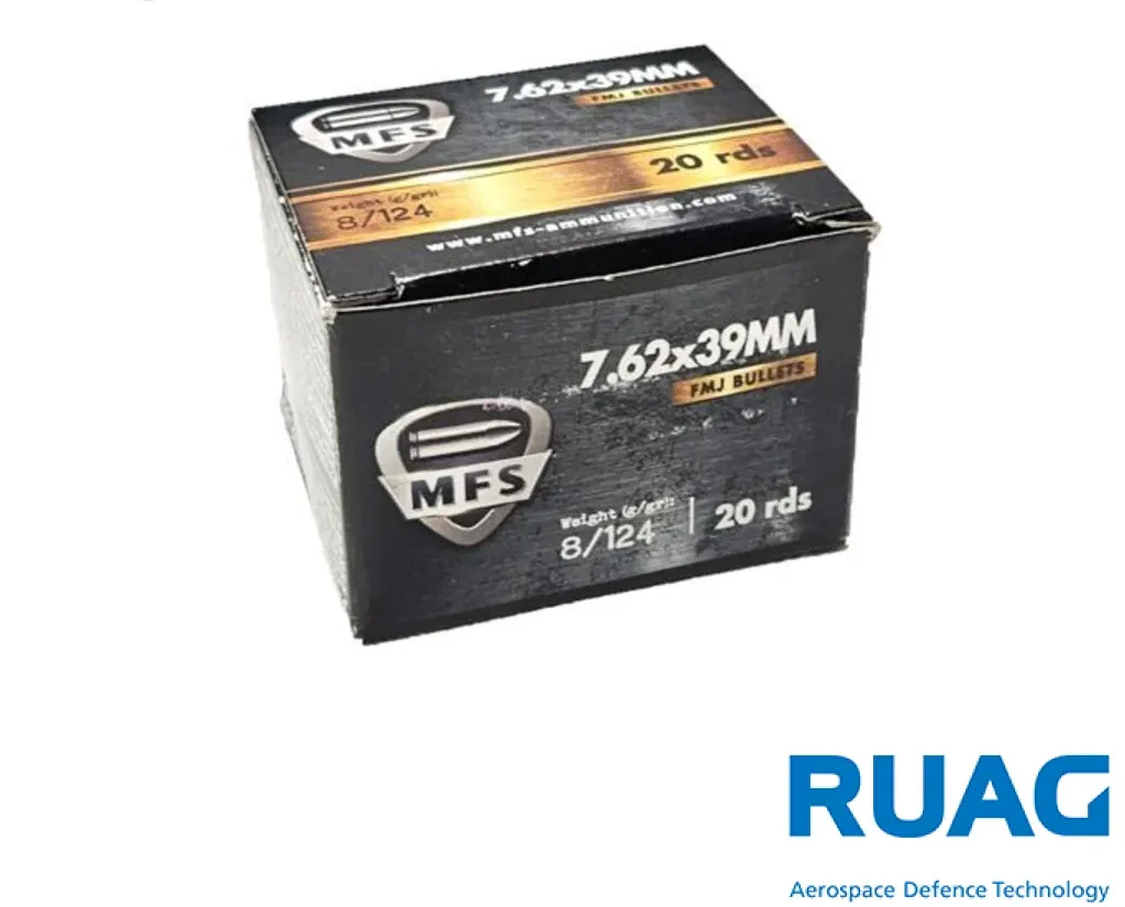 MFS Ruag 7.62×39 124gr. FMJ (20rds & 500rds)