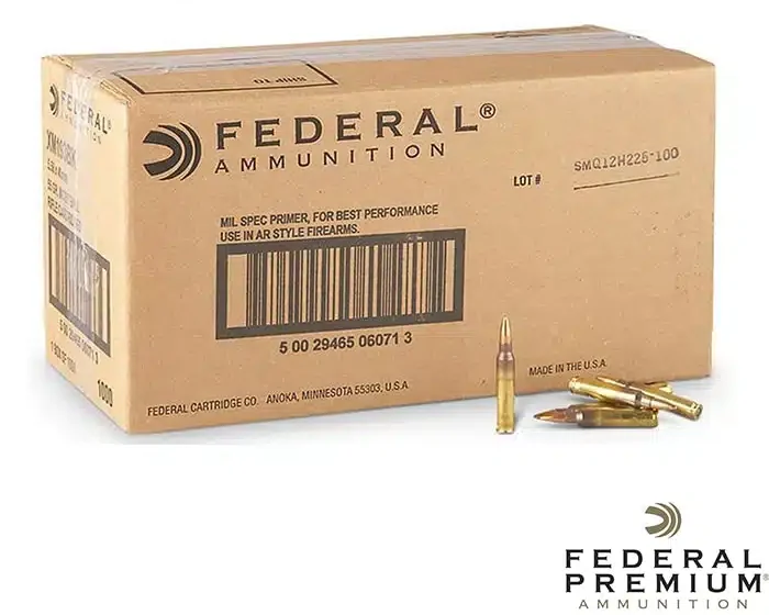 Federal 5.56 NATO 55gr. FMJ-BT 1000rds
