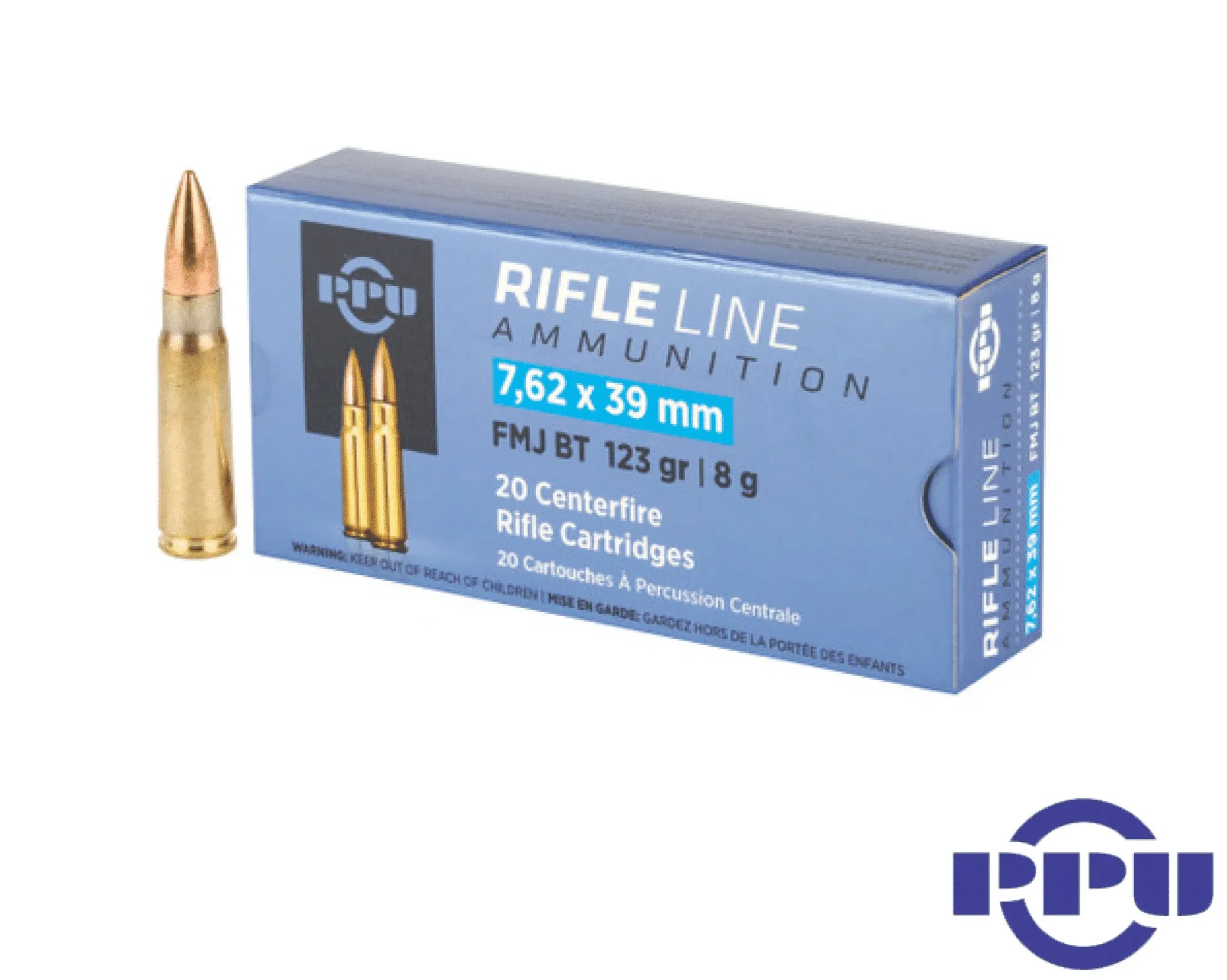 PPU 7.62x39mm 123gr. FMJ (20rds & 500rds)